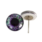 Purple and Green Human Glass Eyes on Wire Pin Posts