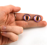 16mm Purple and Orange Cat or Dragon Glass Eyes