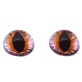 High Domed Purple and Orange Fantasy Cat Glass Eyes