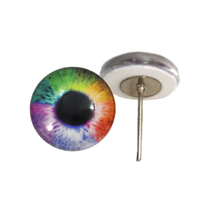Rainbow Glass Eyes on Wire Pin Posts