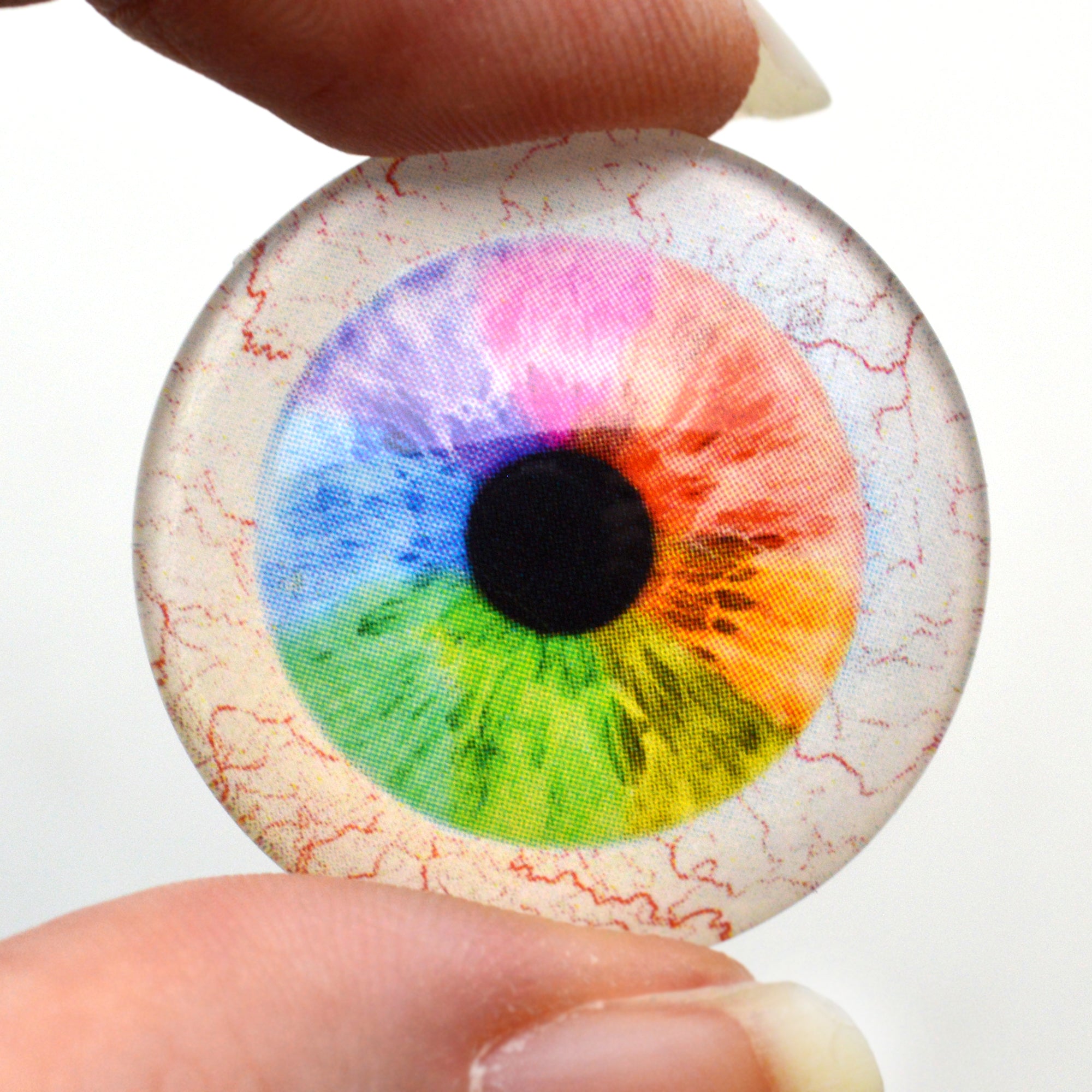Rainbow Human Inspired Glass Eyes with Whites β Handmade Glass Eyes
