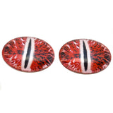 Glowing Red and White Dragon Oval Glass Doll Eyes