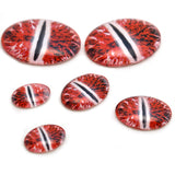 Glowing Red and White Dragon Oval Glass Doll Eyes