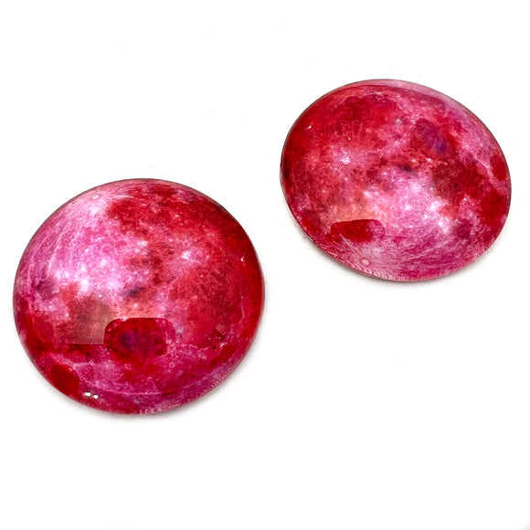 Red Moon Glass Cabochons