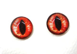 Red Orange Dragon or Cat Glass Eyes