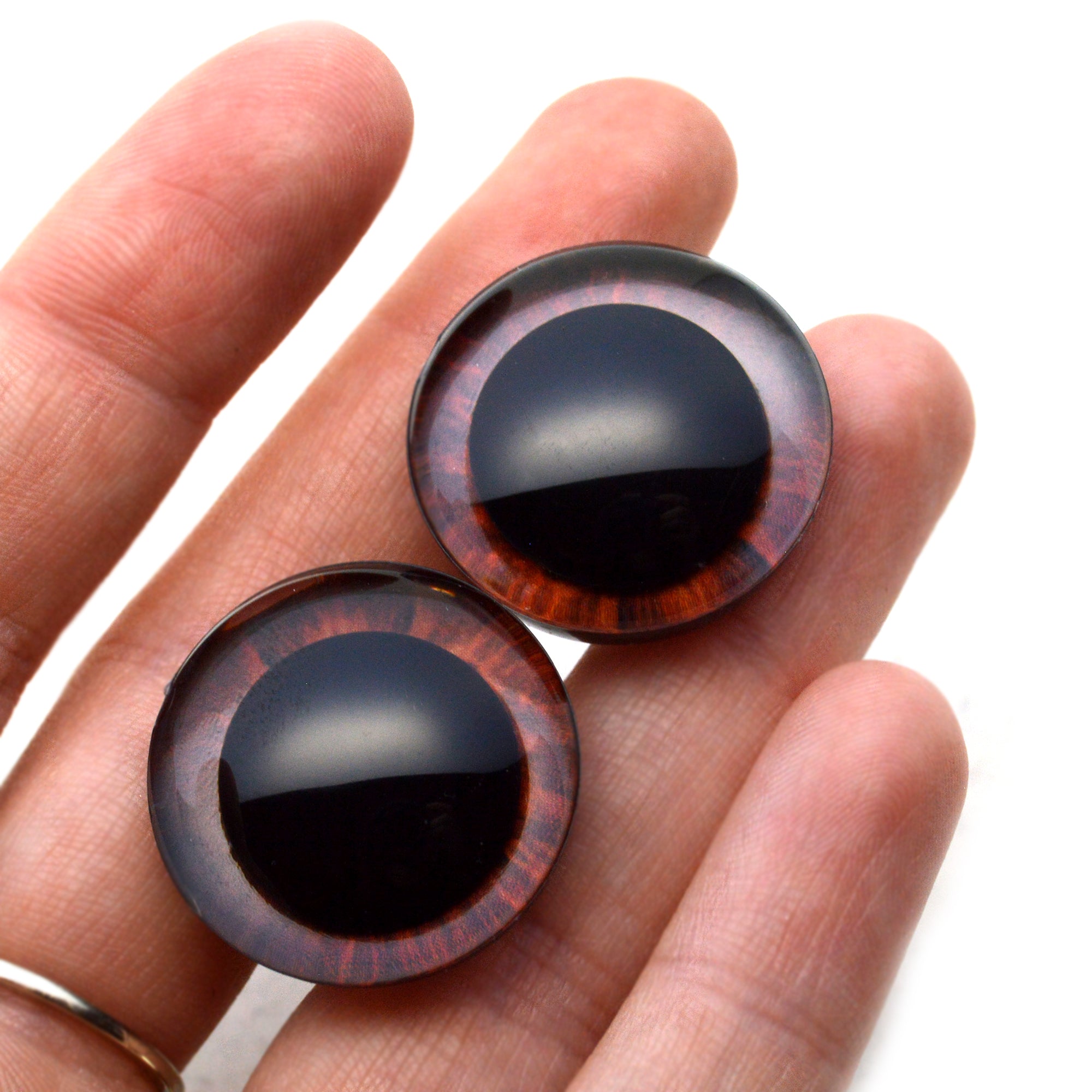 Rich Deep Reddish Brown Human Plastic Safety Eyes – Handmade Glass