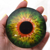 Large 78mm Sensational Green and Orange Glass Eyes