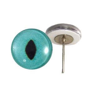 Turquoise Cat Glass Eyes on Wire Pin Posts