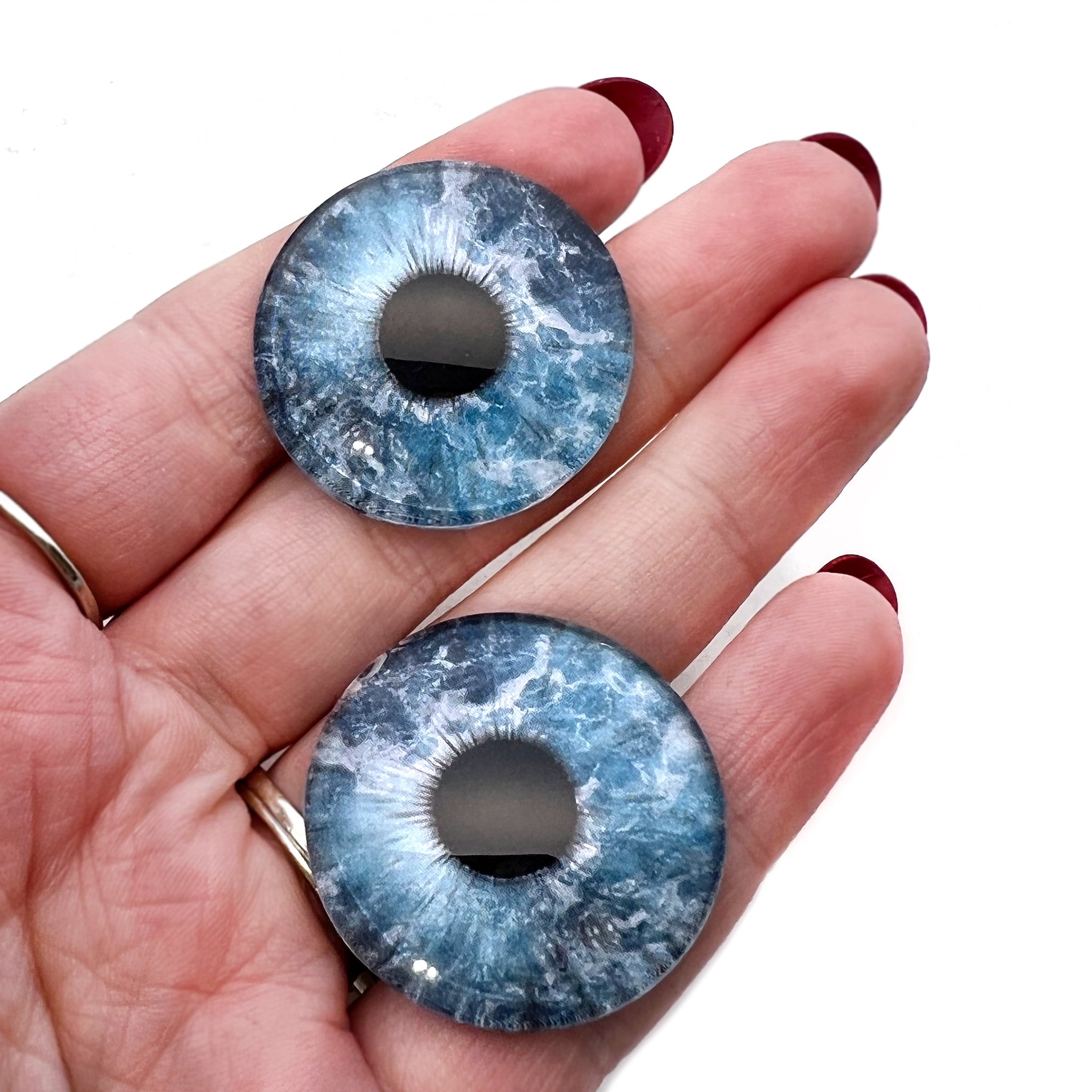 Glass Eyes: Solid Oval Flat Back Baby Blue