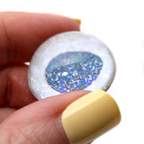High Domed White Pearl Iridescent Sparkle Fish Glass Eyes