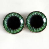Sew On Buttons Wide Green Glass Eyes