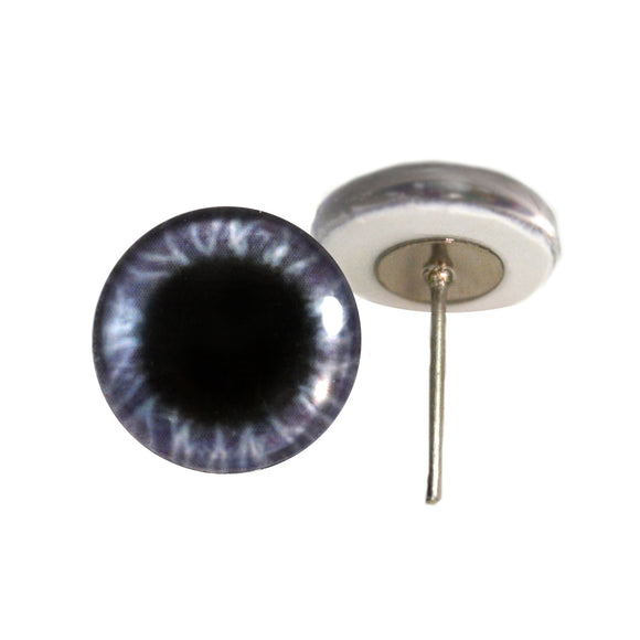 Wide Purple Round Glass Eyes on Wire Pin Posts