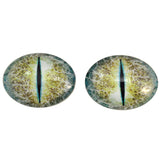 Yellow Blue Crackle Design Oval Dragon Glass Eyes