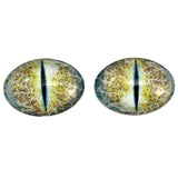 Yellow Blue Crackle Design Oval Dragon Glass Eyes