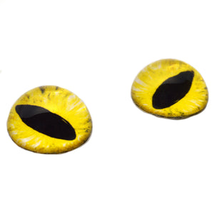 High Domed Yellow Cat or Dragon Glass Eyes