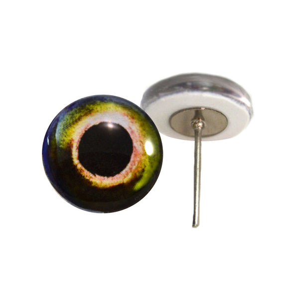 Green and Yellow Fish Glass Eyes on Wire Pin Posts